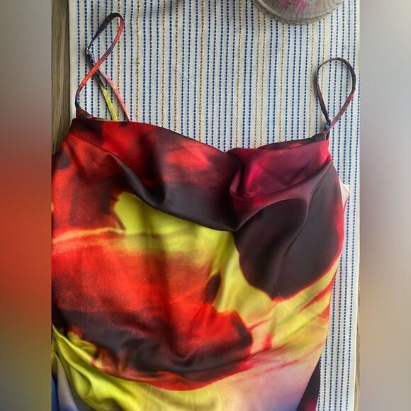 HOUSE OF CB Authentic 'Mitzi' Printed Satin Corset Midi Dress Size Small - Picture 7 of 12